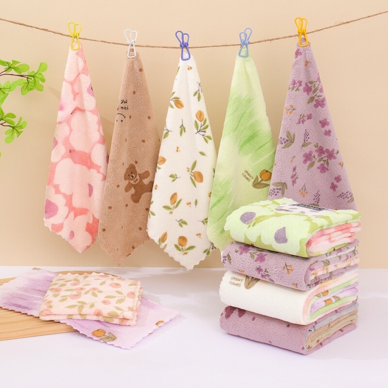 Household Coral Velvet Rag, Small Square Towel, Hand Towel, Absorbent and Thickened Kitchen Absorbent Rag, Easy to Use Dishwashing Cloth for Delivery