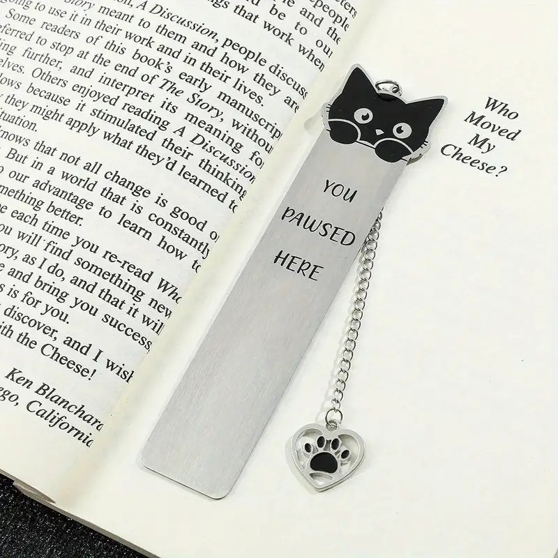 (2개) 스테인리스 스틸 북마크 아마존 신상품 텍스트 북마크 크리에이티브 고양이 애호가 독서 선물 귀여운 고양이