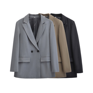 2024 foreign trade wholesale autumn new European and American style fashion loose double-breasted suit jacket 2753222