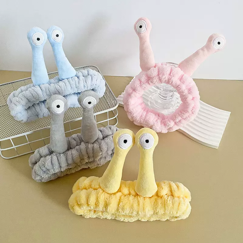 跨境蜗牛发带亚马逊爆款搞怪洗脸束发带女可爱卡通法兰绒绑发工厂