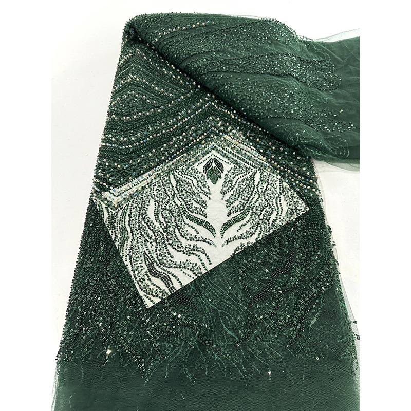 Tubo de perlas, tela de bordado, sequin de moda, vestido de boda bordado de alta calidad, vestido de princesa, vestido de moda, tela