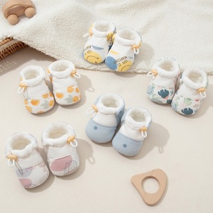 Baby's Winter Cotton Men's and Women's Baby fleece-lined Soft Sole Pre-step Shoe Cover 0-1 Years Old Anti-drop Thickened Warm Cotton Shoes