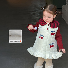 蔗梨童装女童连衣裙冬装2025新款洋气加绒加厚儿童公主裙宝宝裙子