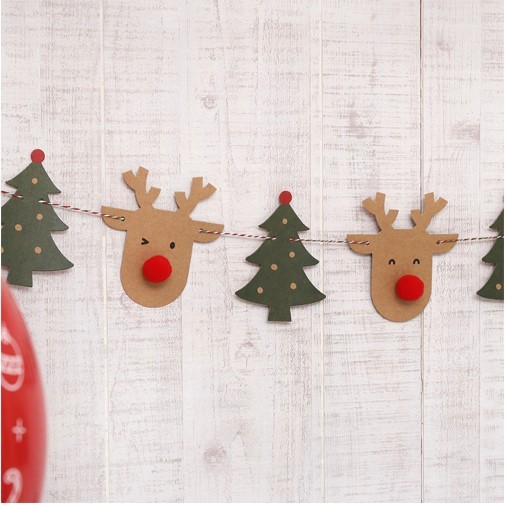 韓国版クリスマス小鹿小樹拉旗クリスマスパーティー装飾装飾用品|undefined