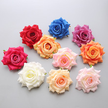 高档仿真卷边玫瑰花头婚庆花墙插假花朵礼盒装饰绢布绢花diy材料