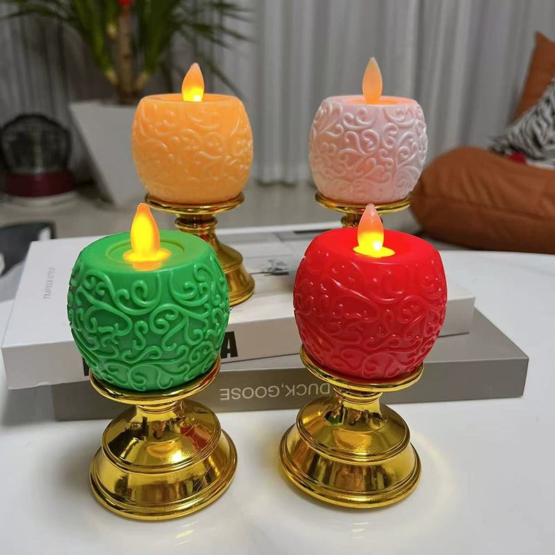 Новогодняя круглая свеча креативная Золотое дно Apple свеча световые качели Электронная Свеча День рождения еда светлая свеча восковая