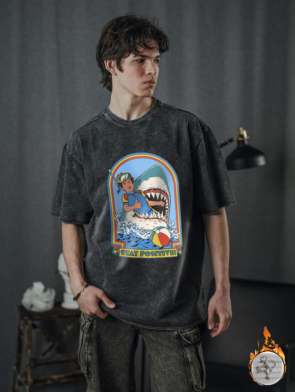 Foreign trade wash old T-shirt Amazon cross-border new men's aesthetic illustration retro T-shirt round neck pullover Foreign trade wash old T-shirt Amazon cross-border new men's aesthetic illustration retro T-shirt round neck pullover