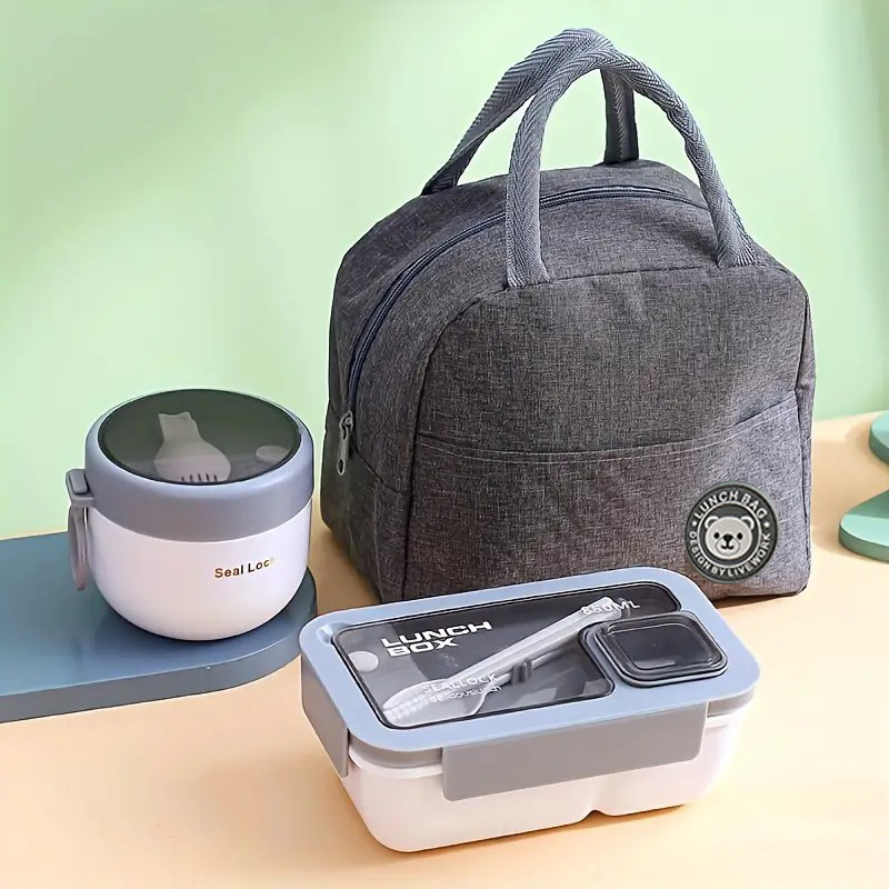 La nueva lonchera se puede utilizar en el horno microondas, caja de almuerzo independiente de tres compartidos, ensalada de verduras, lonchera de gran capacidad