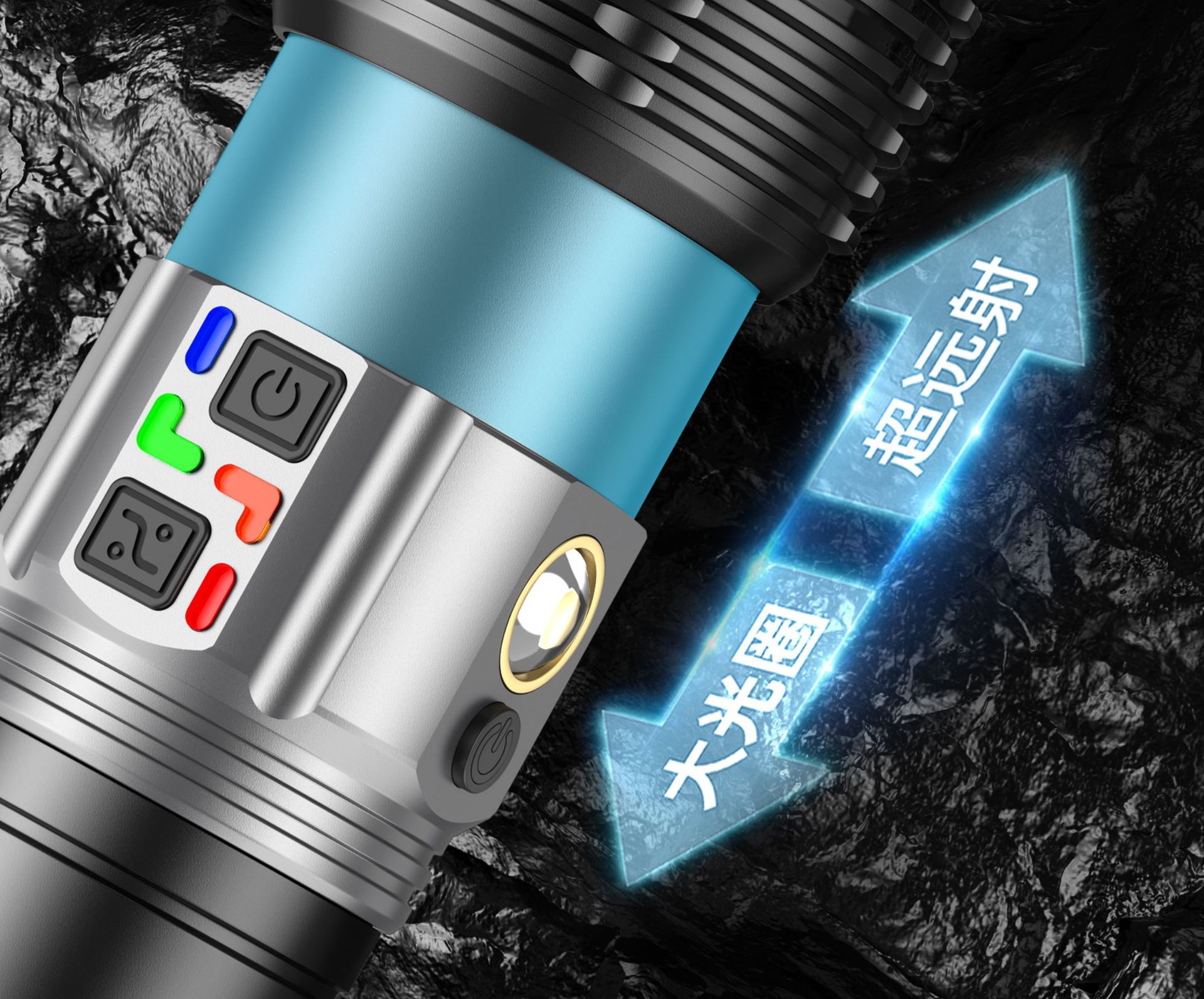 Cross-Border Hot-Selling High-Brightness Flashlight with Multi-Functional Telescopic Fixed-Focus Zoom, Outdoor Aluminum Alloy Emergency Light