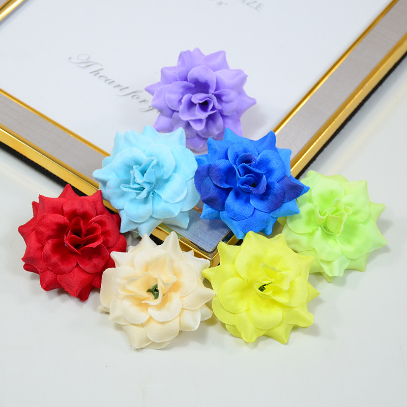 仿真绒小角玫花朵尖角玫瑰花头假花diy簪花头饰配件婚礼花墙装饰