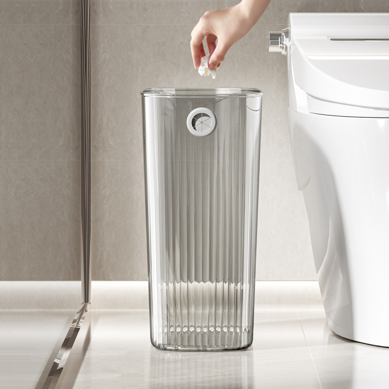 新しいシンプルな家庭用スリットゴミ箱透明蓋なし台所ごみかごトイレ紙かご代理|undefined