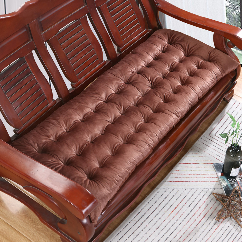 Sofá de madera sólida gruesa cuatro estaciones muebles de madera universal cojín de banco sofá antiguo de tres asientos Nayou