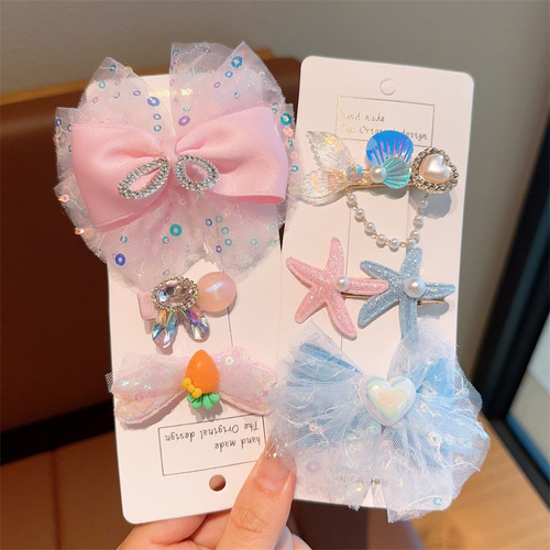 Children's mermaid hair accessories, ice and snow hairpins, side clips, little princess hairpins, super fairy hair accessories
