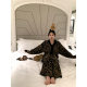 French High-end Leopard Print Half Velvet Pajamas Women's Winter 2024 fleece-lined Warm Home Clothes suit plus size