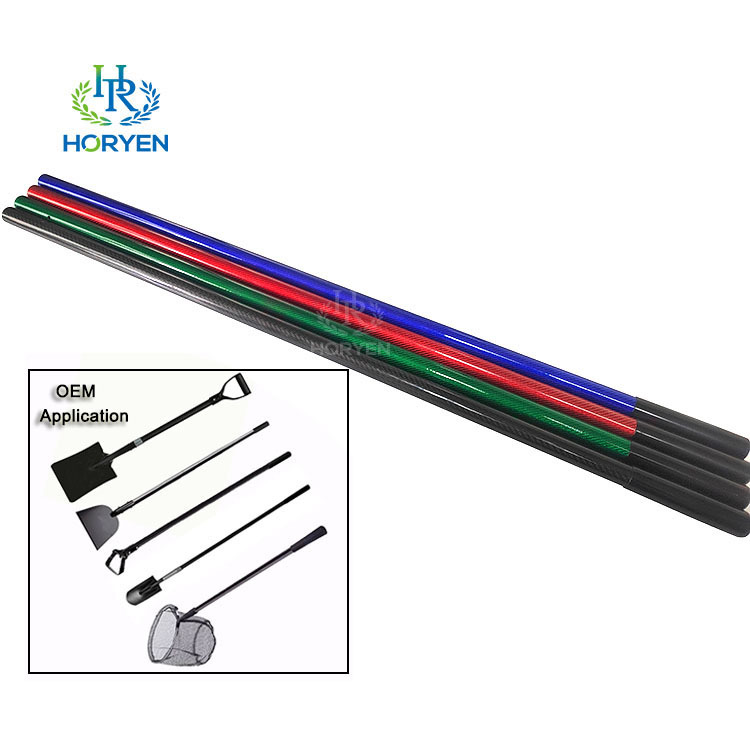 定制3k斜纹哑光沙滩金属检测长杆旅行铲铲手柄轻质碳纤维杆