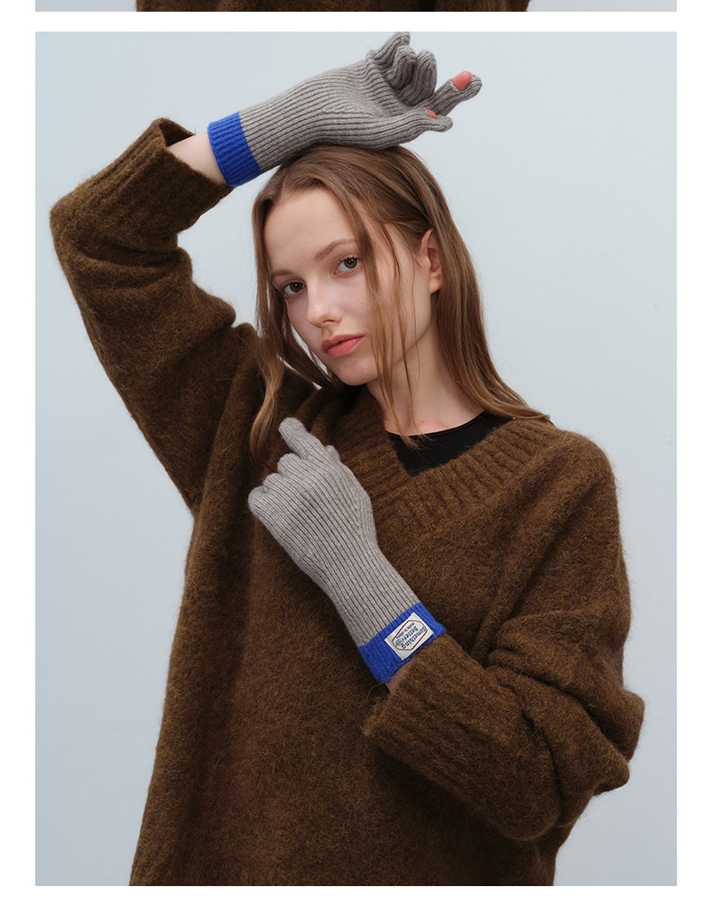 Accessoires de vêtements style collège automne et hiver nouvelle arrivée doigt écran tactile mignon hiver chaud laine tricoté gants pour femmes mode_voghion.com