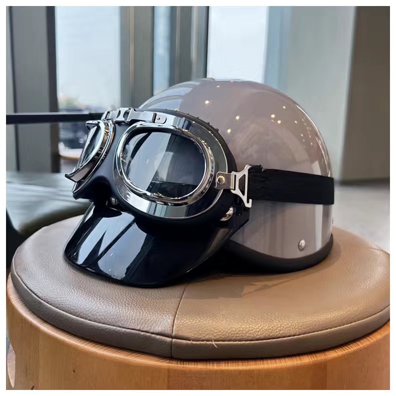 Suitable for Retro Helmets, 3C Certified, Personalized Men's and Women's Electric Vehicle Half Helmets, Universal for All Seasons, Summer Sun Protection and Safety