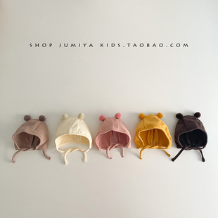 Cute adorable ~ ins Korean baby hat spring and autumn thin cotton 0-6 months male baby Autumn ear protection cap