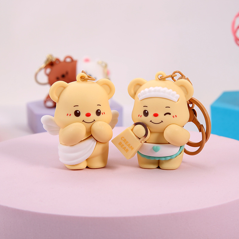 かわいい漫画バタークマ車のキーホルダー人形クリエイティブかわいいバッグペンダントカップル小さなギフトペンダント|undefined