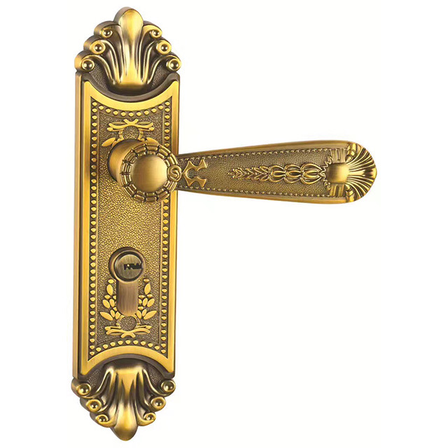 欧式黄古铜执手门锁英式复古卧式房门五金豪华锁具家用房门锁批发