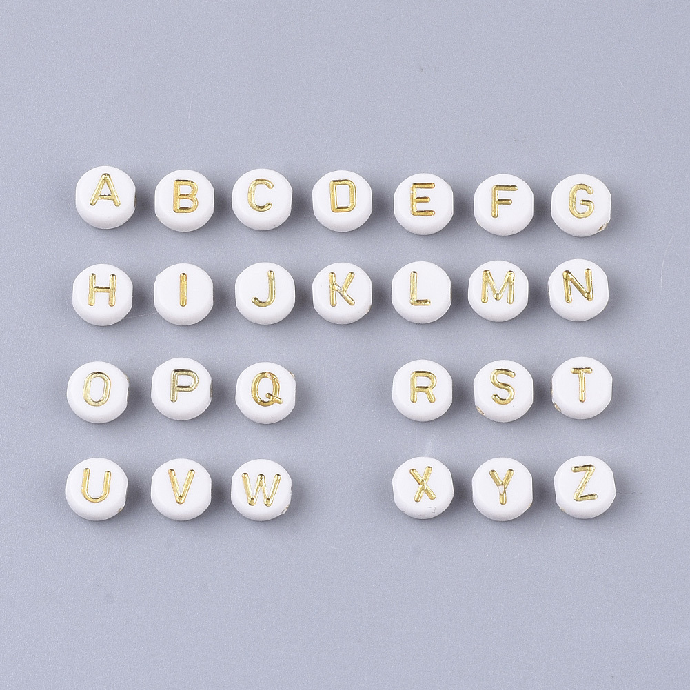 New product 7mm acrylic pearl DIY flat round white white gold thread…