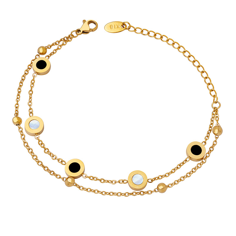 Europeo y americano romano fresco ins estilo minimalista personalidad nicho diseño pulsera mujer titanio acero chapado 18K oro real E144