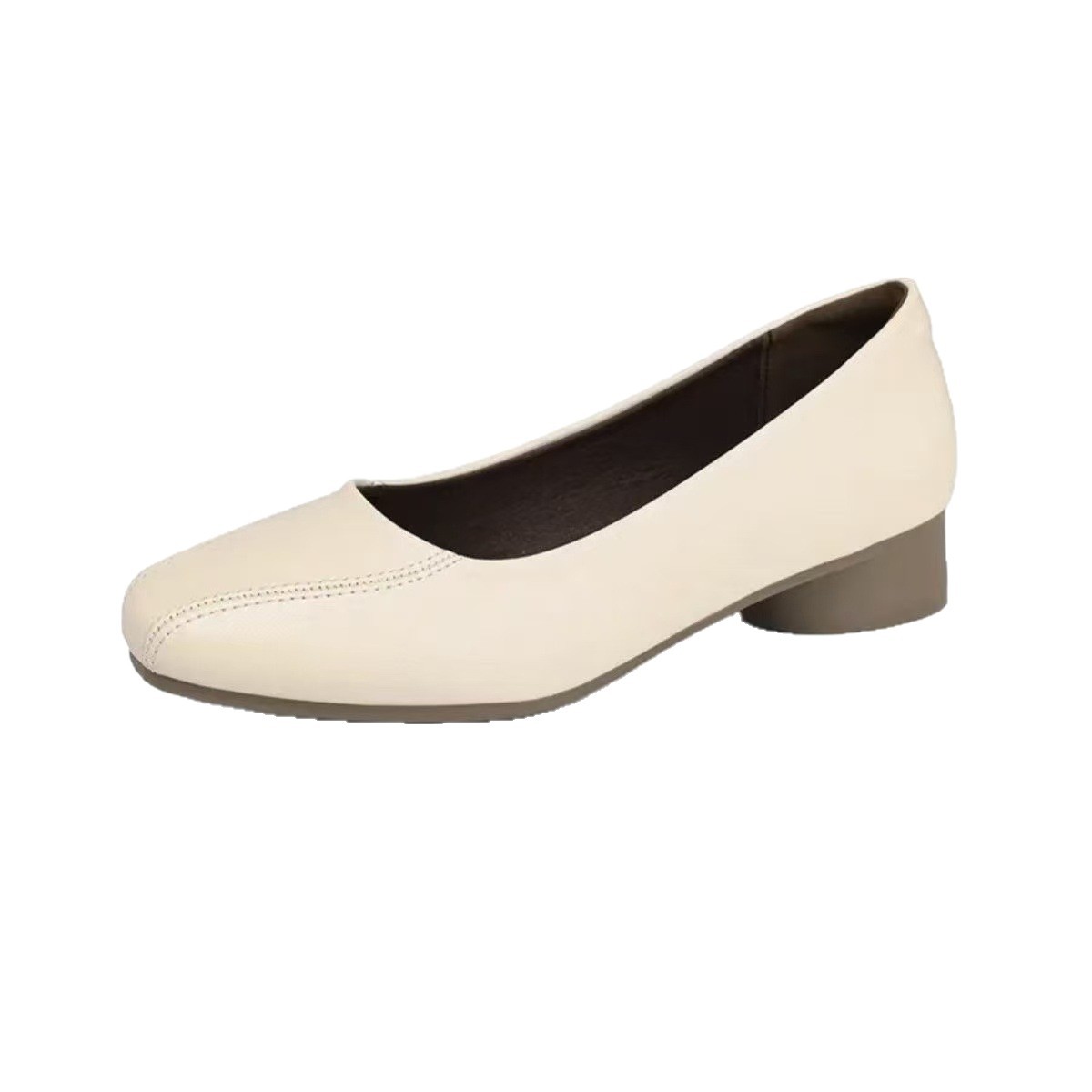 Suela suave francesa zapatos de cabeza cuadrada 2026 primavera nuevos zapatos de cuero poco profundos de cuero suave temperamento universal zapatos de cuero de pie