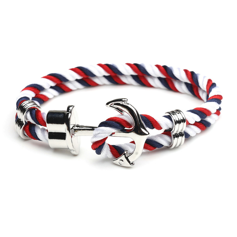 Navy Anchor bracelet European and American street fashion retro handmade men and women couple bracelet trendy men's personalized bracelet Navy Anchor bracelet European and American street fashion retro handmade men and women couple bracelet trendy men's personalized bracelet