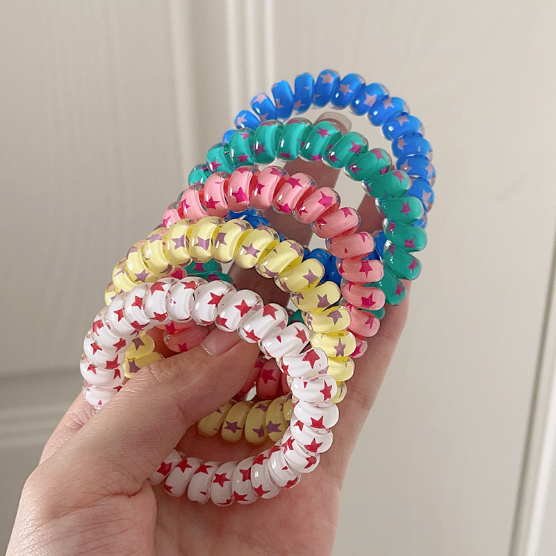 Printed Star Telephone Line Hair Ring Tie Rope Pontail Rubber Band High Elastic Durable Hair Accessories Hair Rope Phone Ring Printed Star Telephone Line Hair Ring Tie Rope Pontail Rubber Band High Elastic Durable Hair Accessories Hair Rope Phone Ring