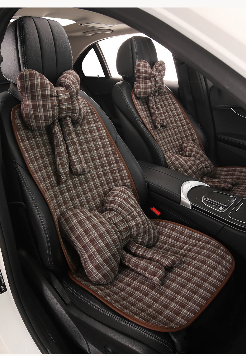 Retro Plaid Simple Breathable Four-Season Car Seat Cushion Suitable for Audi A3 A4L A5L Q3 Q5L Q2