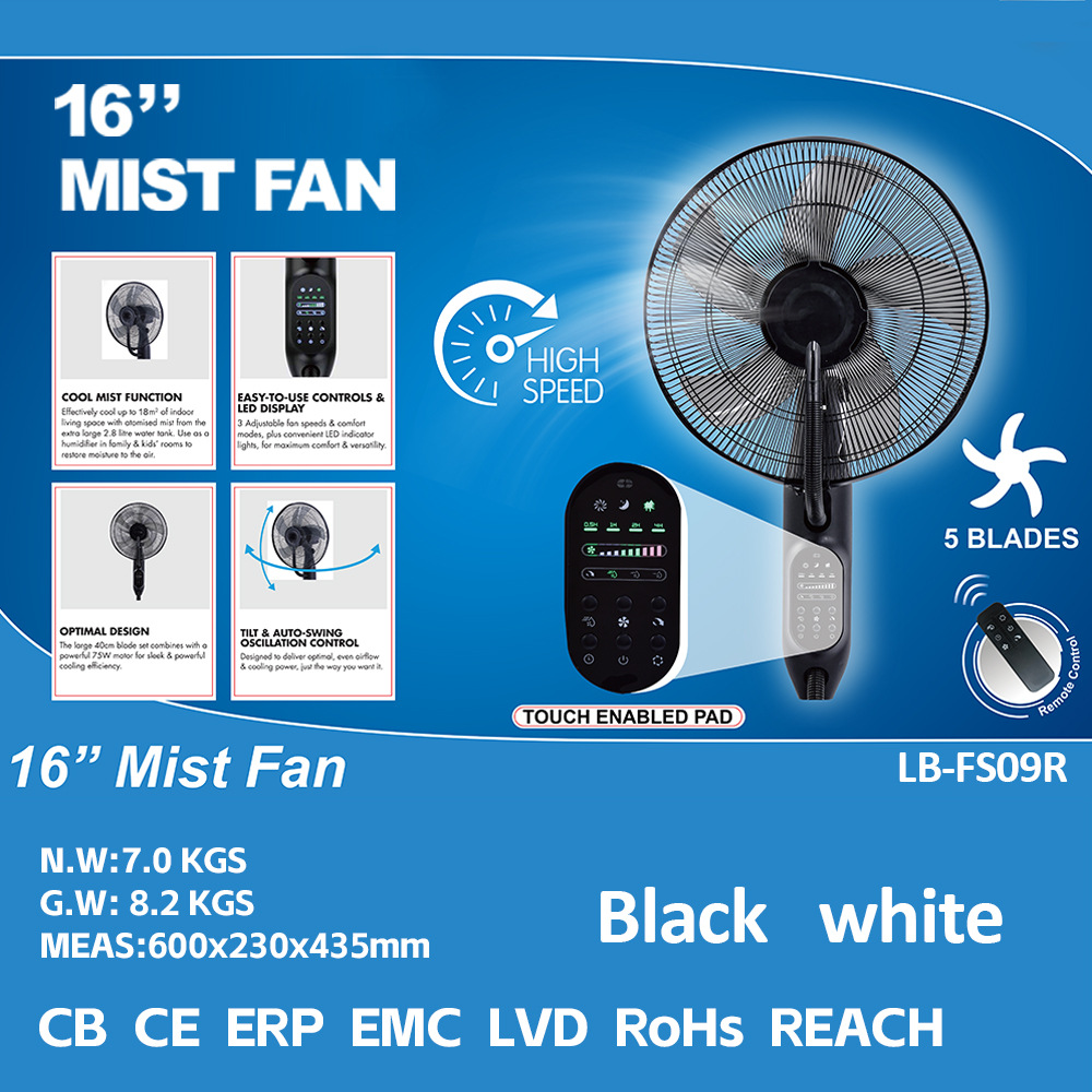 Lianbang Refrigeration Cooling Spray Floor Fan for Home and Office with Remote Control, Humidification, Negative Ion Mosquito Repellent, Energy-Saving Cooling Fan