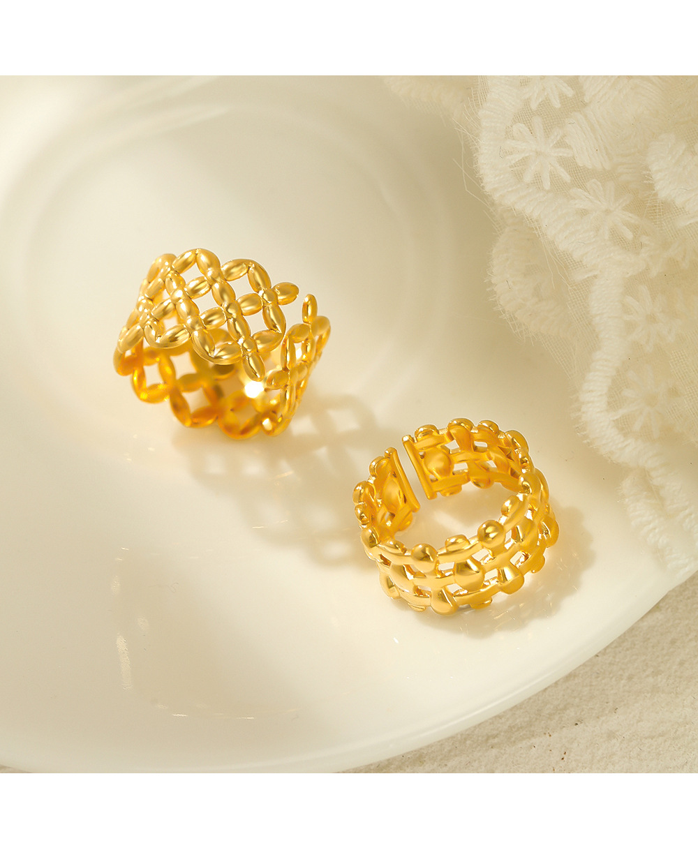 Fashion Geometric Solid Color Stainless Steel Criss Cross Open Ring 1 Piece