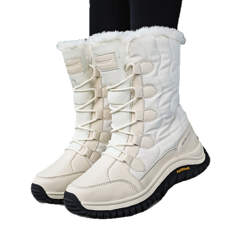 Nuevos zapatos de algodón del noreste de invierno más vello grueso botas de nieve de alto perfil para mujeres anti-deslizante al aire libre botas grandes para mujeres