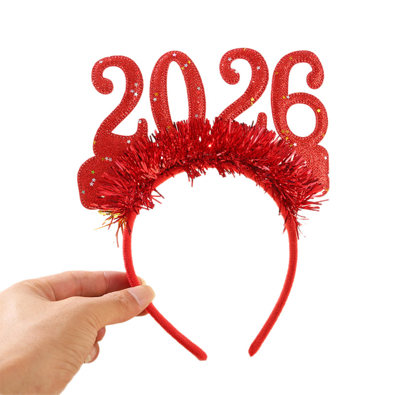 国境を越えたクリスマスヘッドバンド、ホリデーパーティー装飾小道具、2026年新年数字ヘッドバンド、クリスマスメガネ、メーカー卸売|undefined