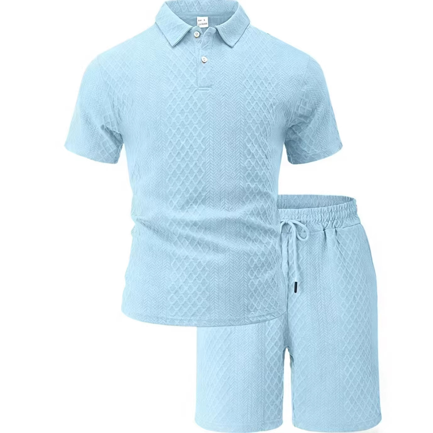 Cross-Border Foreign Trade European and American Summer New Style Multi-Color Jacquard Polo Collar Short-Sleeved Shorts Men's Casual Sports Outing
