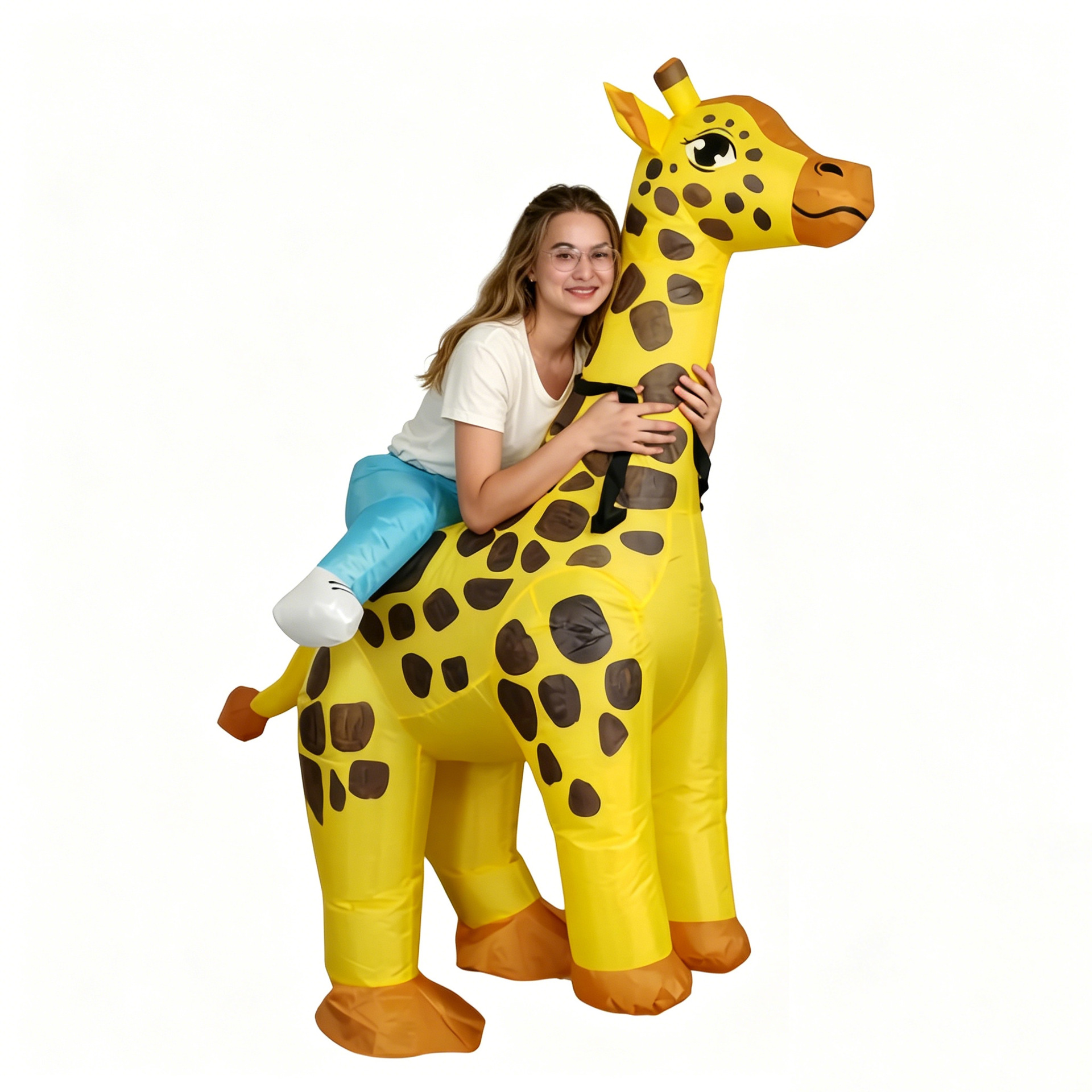 Transfronterizos personalizados animales montando girafa ropa inflable vestido espectáculo divertido lindo espectáculo creativo ropa inflable