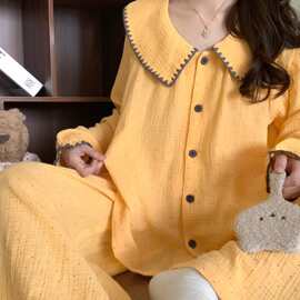 2026新款秋季纯棉纱家居服可外穿纯棉棉纱睡衣女秋春女款长袖