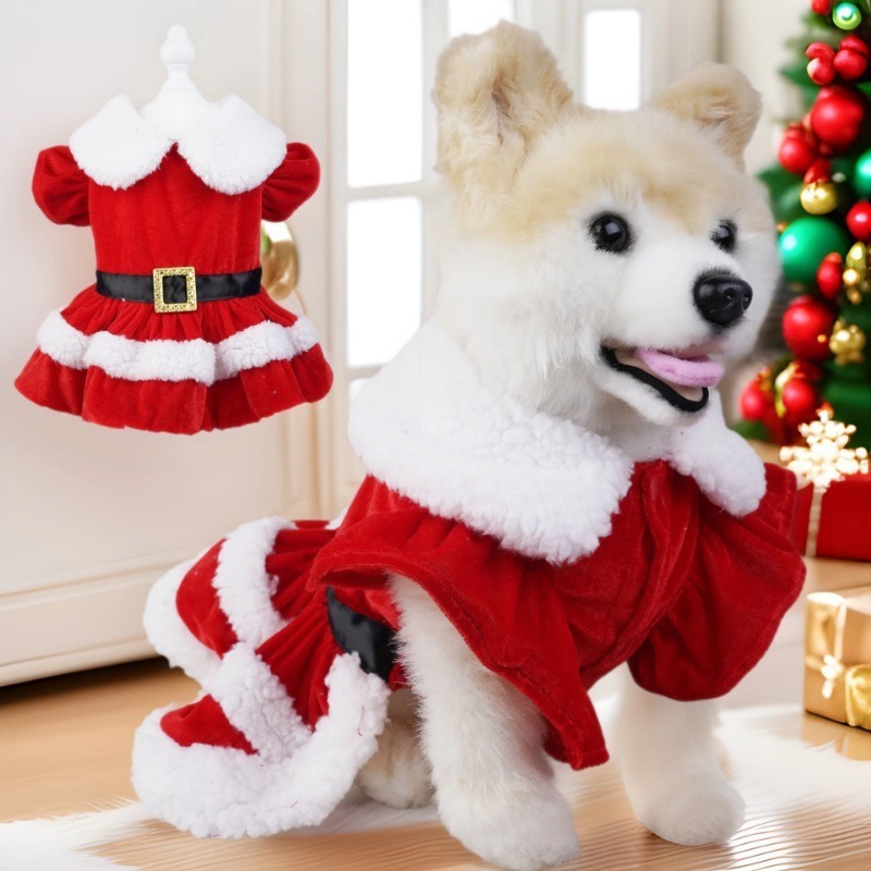 Ropa de Navidad para mascotas 2023 nueva falda decorativa de copo de nieve transfronteriza europea y americana transfronteriza Otoño e Invierno ancianos europeos y americanos
