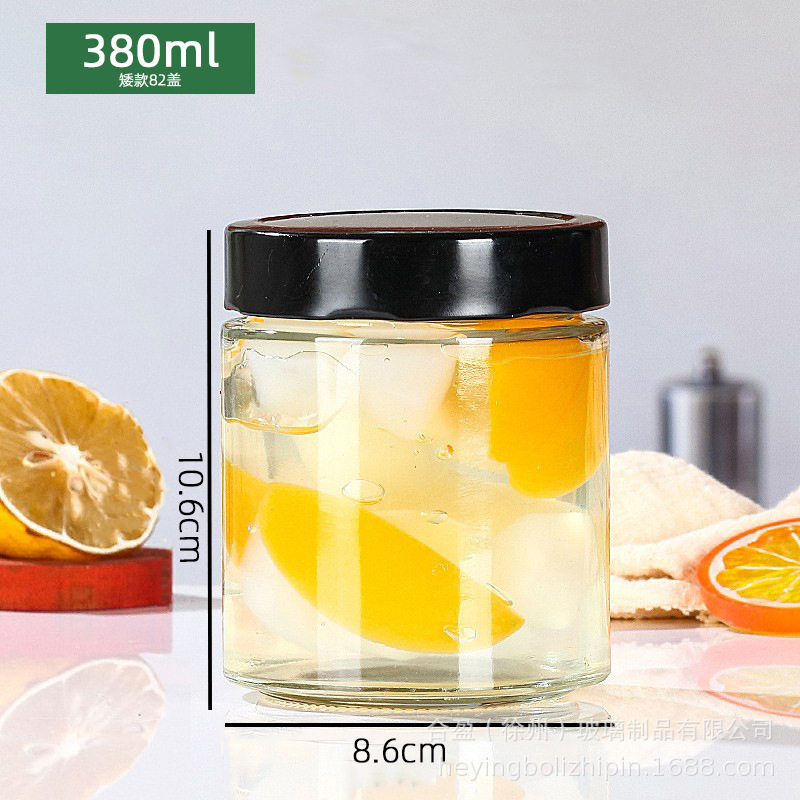 批发食品级高盖圆形辣椒酱瓶果酱分装瓶蜂蜜瓶透明玻璃瓶密封瓶|undefined