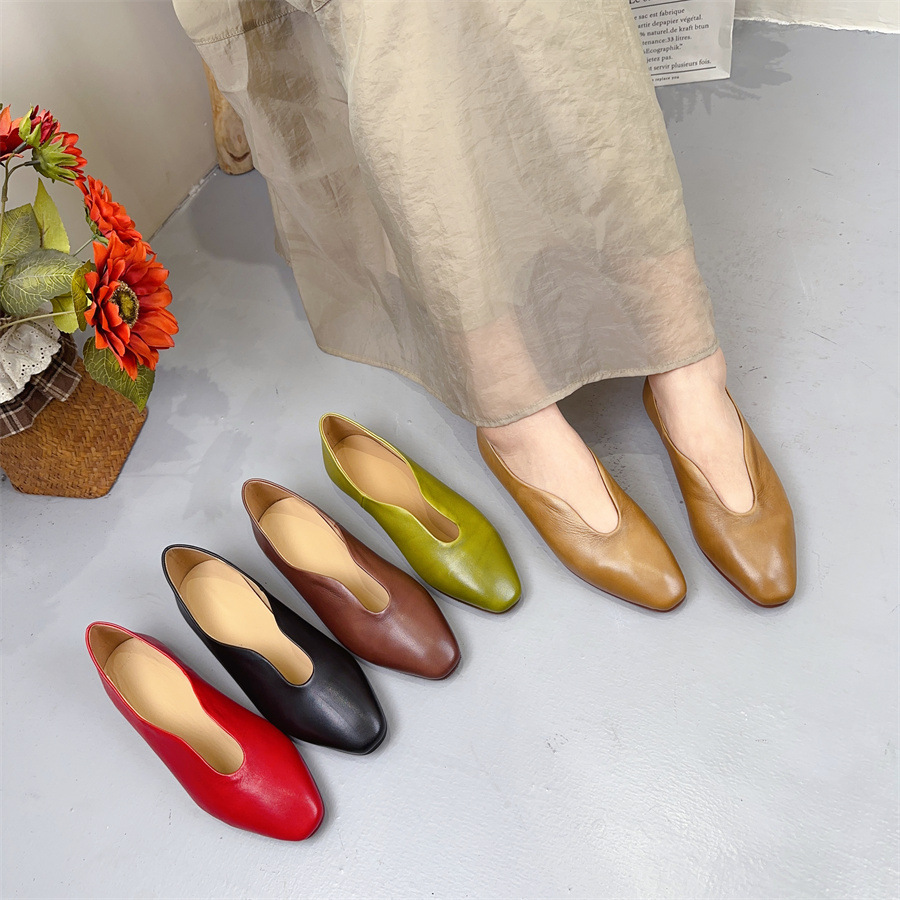 Leather summer retro fashionable shoes low-cut