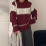 秋冬圆领套头复古毛衣
