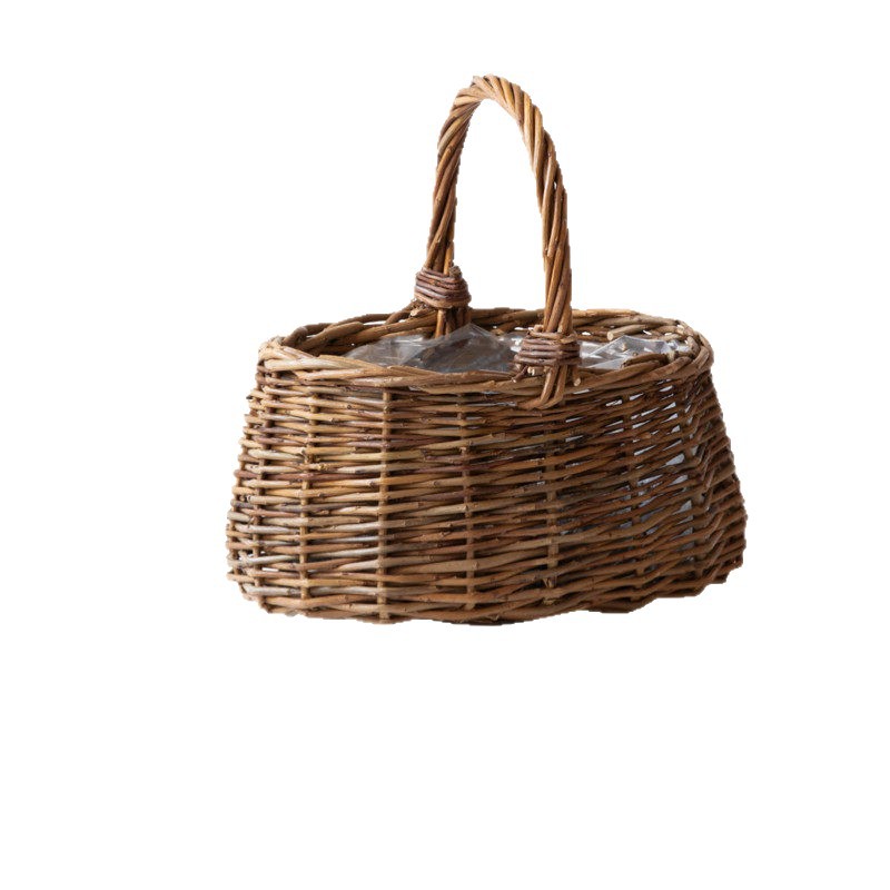 Cestas de mimbre para flores, cestas tejidas a mano, arreglos florales, decoraciones con plantas verdes, recipientes decorativos para flores, macetas rústicas hechas a mano con mimbre y paja.