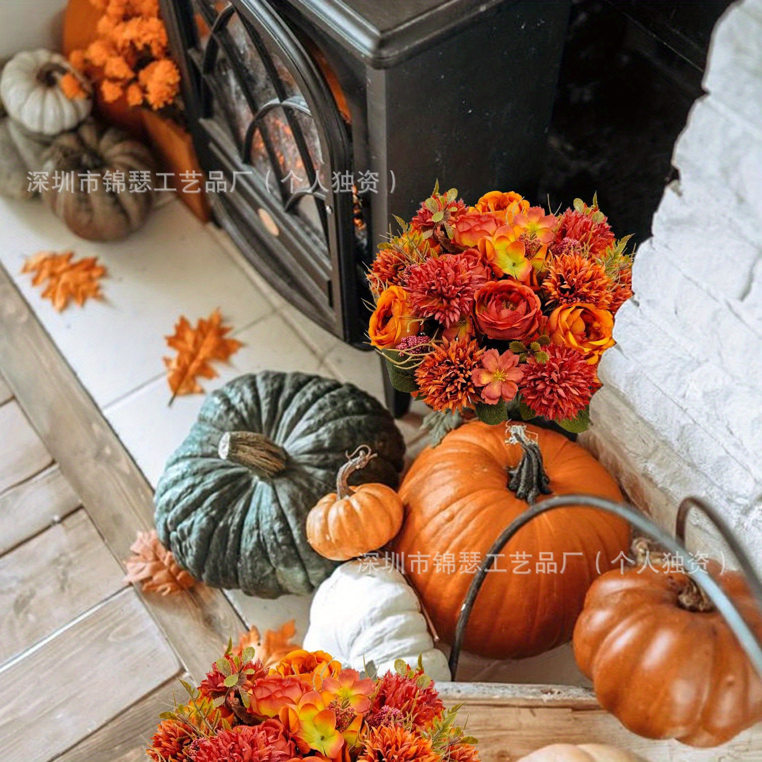 Cross-border artificial flower rose bouquet autumn Halloween home decoration bouquet wedding wedding decoration 4