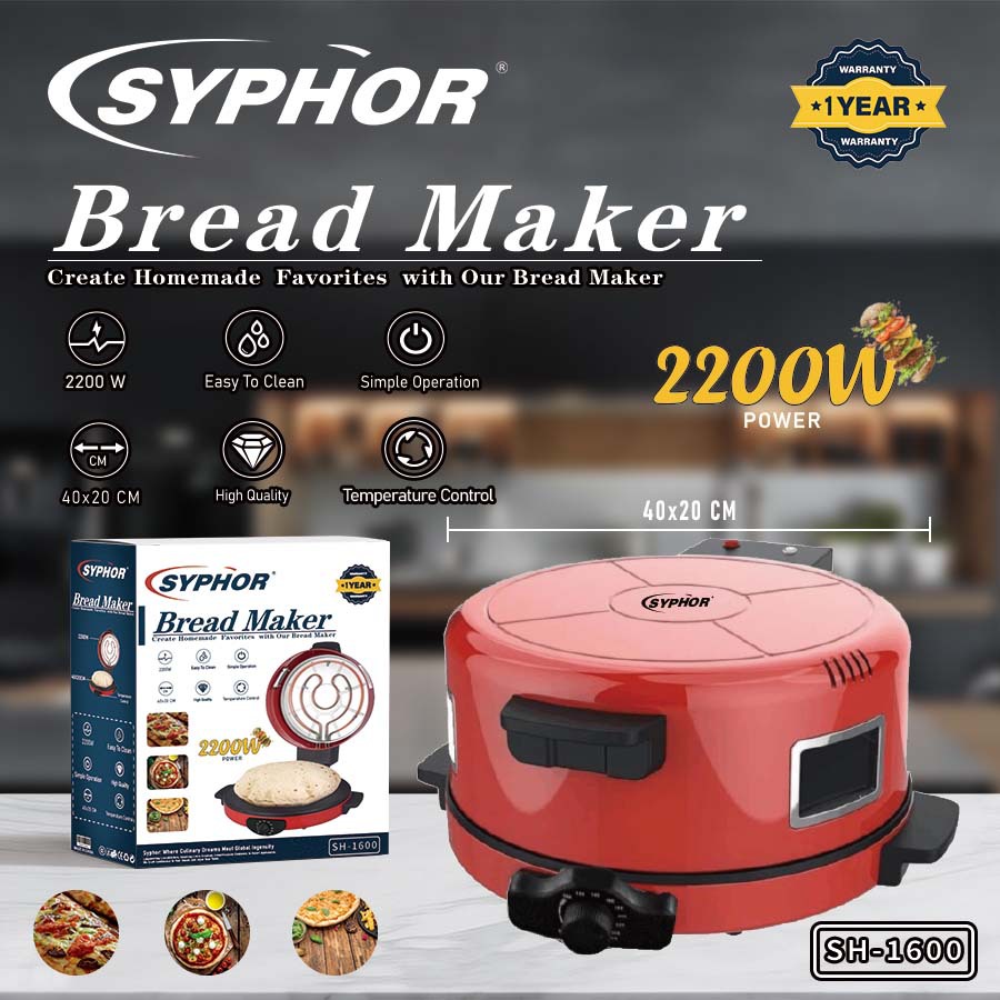 Syphor Bread Machine with Window and Temperature Control Pizza Machine Upper and Lower Heating and Temperature Adjustment Cross-Border Bread Maker40Cm