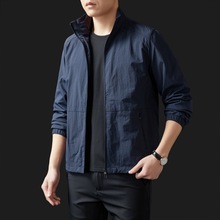 高端轻奢男士外套轻薄短款中年商务男装立领爸爸加绒装保暖夹克衫