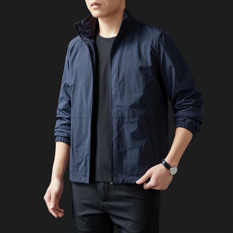 High-End Light Luxury Men's Jacket, Lightweight Short Style, Middle-Aged Business Men's Clothing, Stand Collar, Dad's Fleece-Lined Warm Jacket High-End Light Luxury Men's Jacket, Lightweight Short Style, Middle-Aged Business Men's Clothing, Stand Collar, Dad's Fleece-Lined Warm Jacket