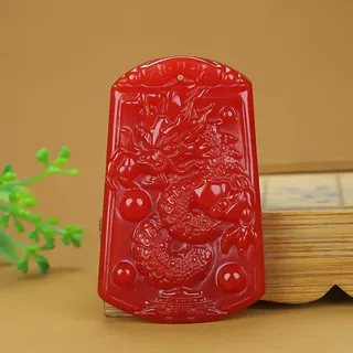 红玉挂件男士十二生肖龙守护神吊坠属龙仿真玉项链女吉祥物