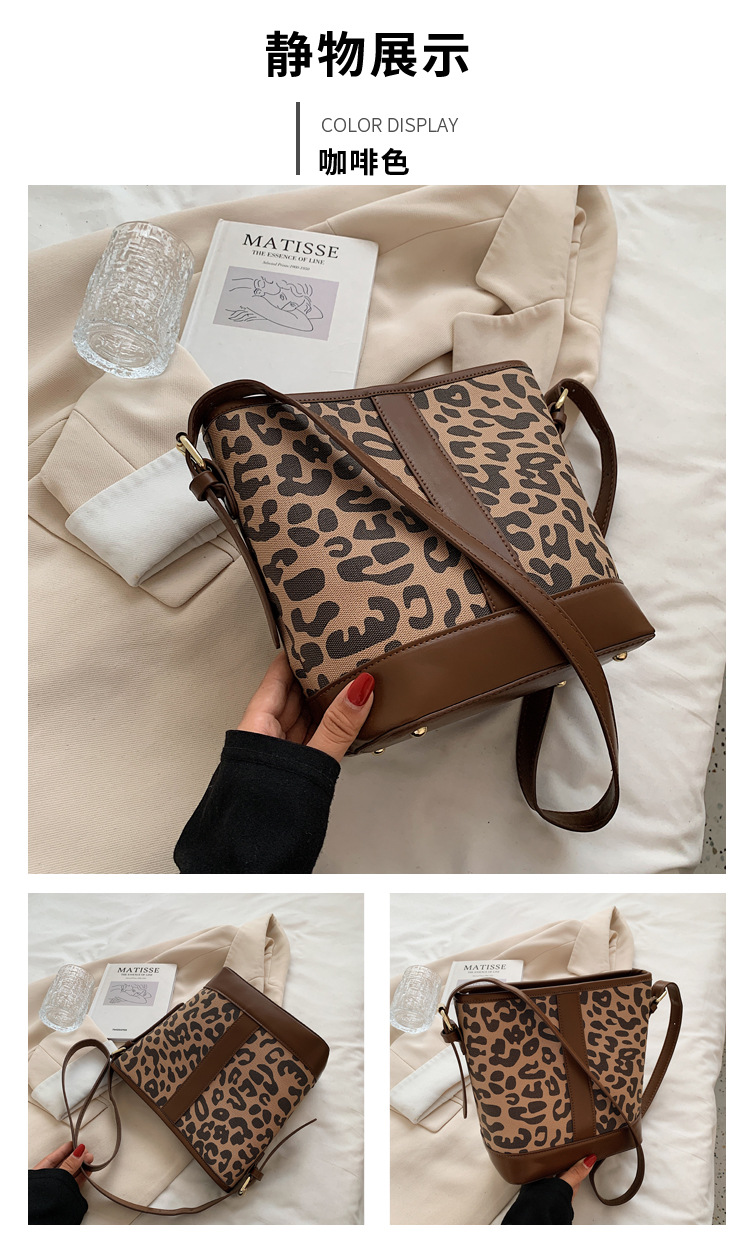 Casual Shoulder Messenger Leopard Print Bucket Bag Wholesale Nihaojewelry display picture 3