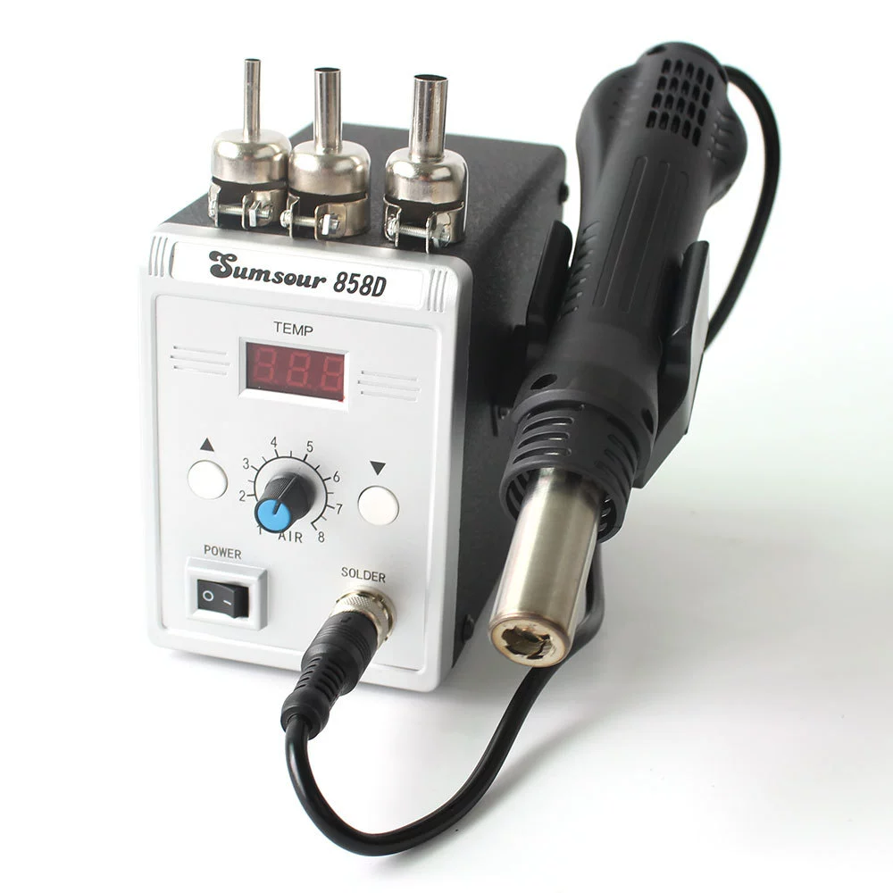 Новый продукт 858D с hot air gun сварочная платформа с умной микросхемой материнской платы, ремонт мобильного телефона, стол сварки горячим воздухом