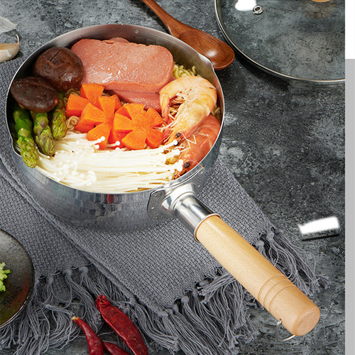 Japanese-style stainless steel snow pan household small milk pot food supplement non-stick pot cooking noodle soup pot instant noodle pot induction cooker small pot